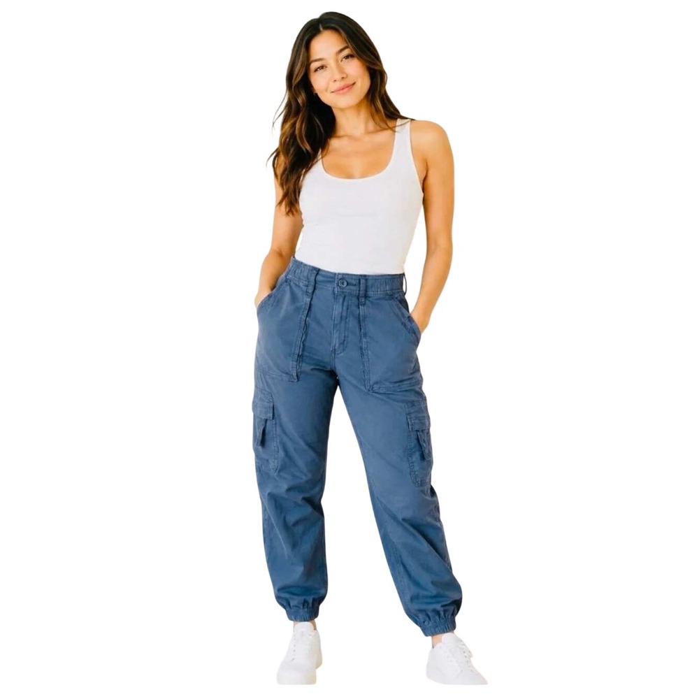 American Eagle Womens Baggy Jogger Cargo Pants Size 4 Blue High Waisted Skater